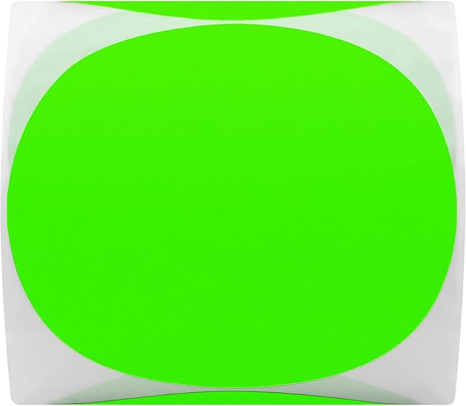 Hybsk Round Color Coding Circle Dots Labels Warehouse Inventory Organizer Stickers (3 inch, Fluorescent Green)