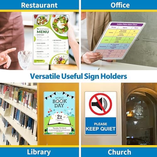Magnetic Sign Holder Wall Mount 8.5 x 11, Plastic Door Display Frame for Fridge Window, 2Pack