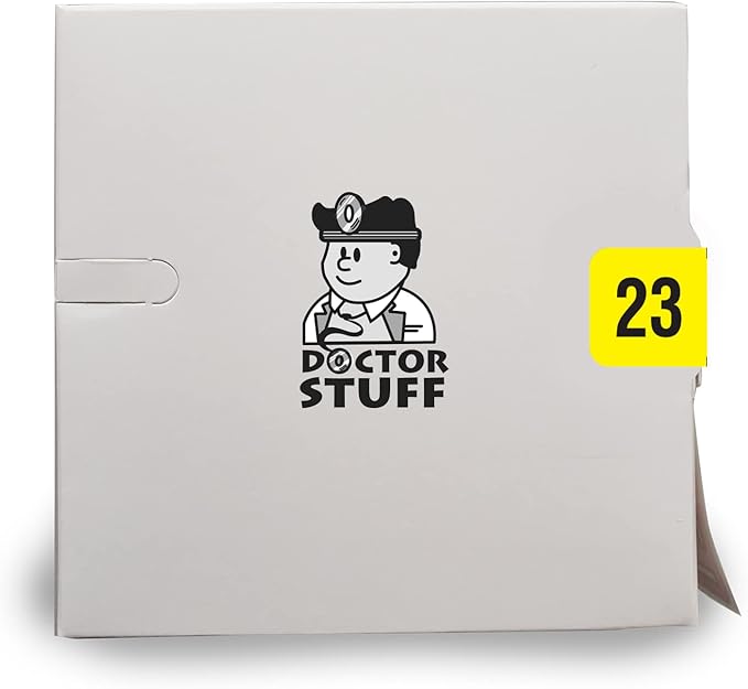 2023 Year Stickers, Doctor Stuff 2023 Chart Stickers, Fluorescent Yellow Colored, USA Made Year Labels for End Tab File Folders, 500 Labels per Roll, 1 Roll, 3/4" x 1-1/2"Fluorescent Yellow Colored