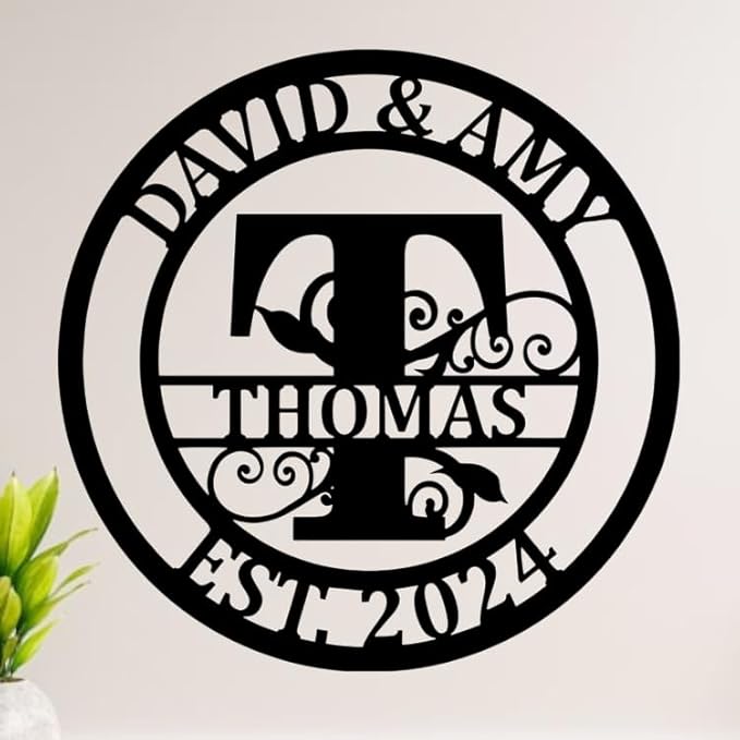 Custom Metal Signs | Personalized Monogram Name Sign | Outdoor Wall Art for Family Name | Custom Name Metal Sign, Last Name, Anniversary, Wedding Gifts for Women, Wife, Parents, couple (Design 11)