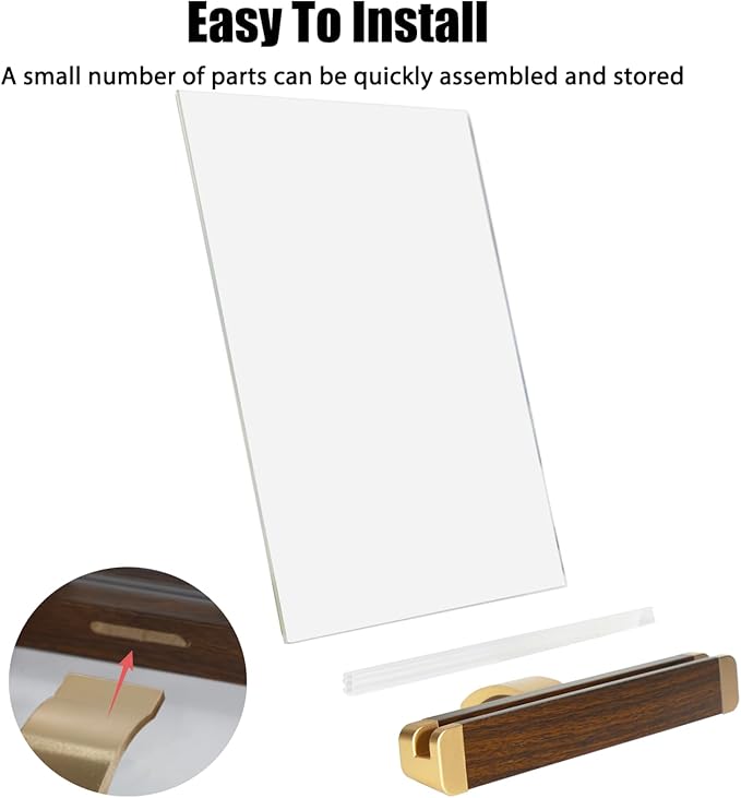 8.5 x 11 Menu Holder, Acrylic Table Menu Stand, Classic Wooden Sign Holder, Double Sided Display Table Top Paper Holder, for Bar, Cafe, Restaurant, Store, Certificate, Document (Vertical, 6pack)
