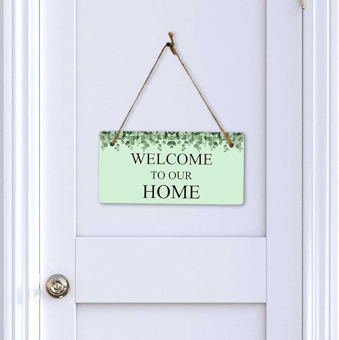Signs ByLITA Eucalyptus Greenery Personalized Hanging Wall or Door Sign (5 x 10") | Custom Signage for Your Home & Business