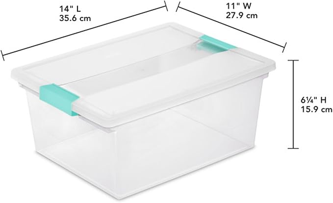 Sterilite 12-Pack Clip Box, Stackable Clear Plastic Bins with Latching Lids, Deep - Writing, Arts or Crafts Supplies Storage Containers for Home, Office, Classroom and Workshop Organization