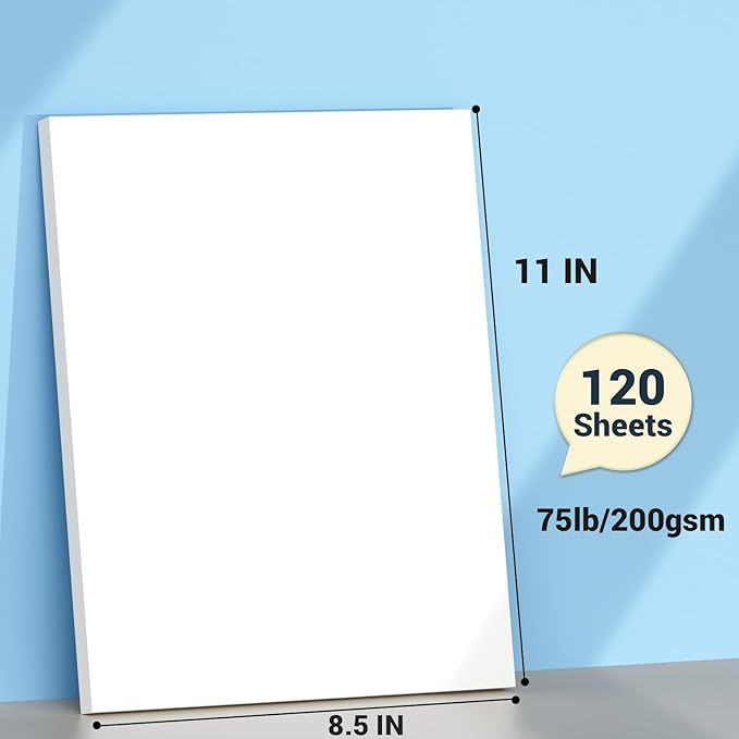 Cardstock Paper, White Cardstock 8.5x11, 120 Sheets Card Stock, 200GSM Thick Printer Paper 8.5x11, White Blank Card Stock Paper for Greeting Cards, DIY Cards, Wedding Invitation, Postcards