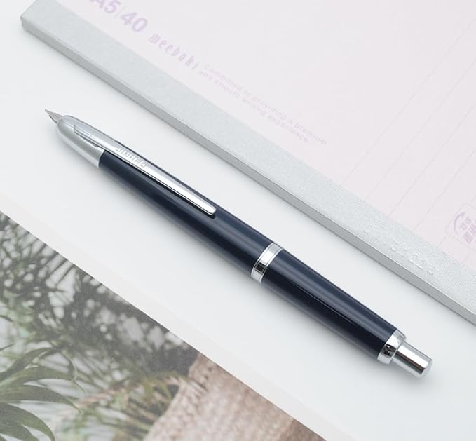 JINHAO 20 Press Fountain Pen, Retractable Capless Resin Pen with Ink Converter (F Nib 0.5mm, Dark Blue)
