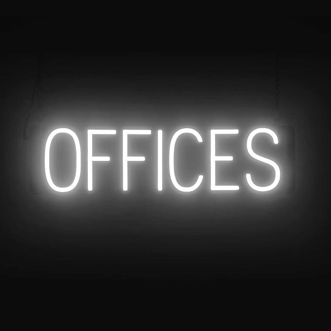SpellBrite OFFICES Sign | Directional Sign with Neon Look, White LED Light Source | 24.2" x 6.3"