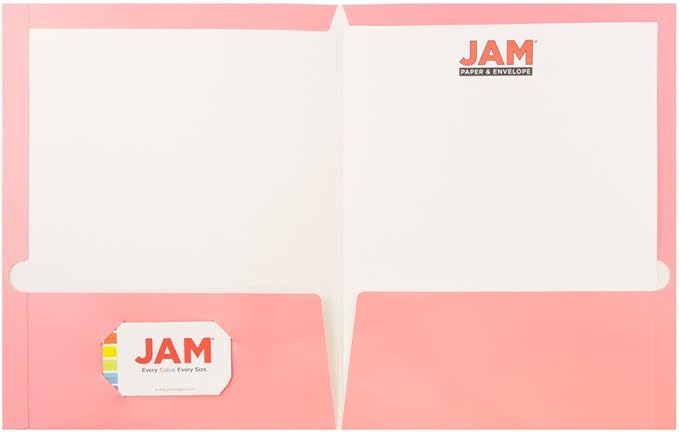 JAM PAPER Laminated Two Pocket Glossy School Folders - Letter Size - High Gloss Baby Pink Pastel - Bulk 25/Pack