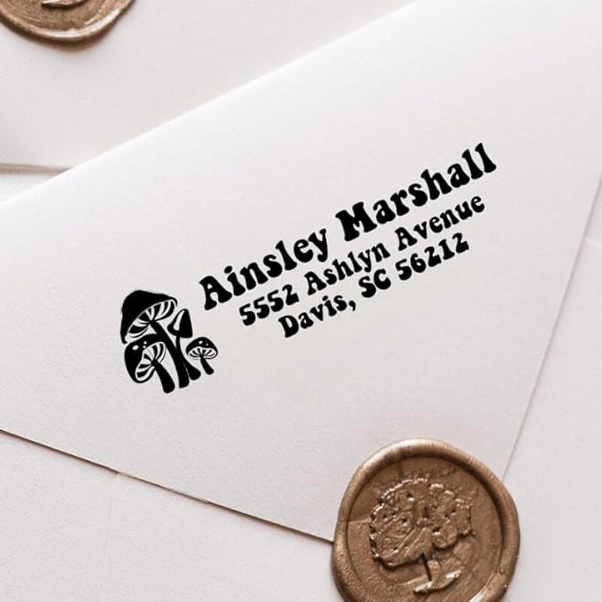 Custom Floral Address Stamp | Choose from 12 Designs | Multiple Ink Color Options | Envelope Return Address Stamp for Couple or Family (Design 12, Medium)