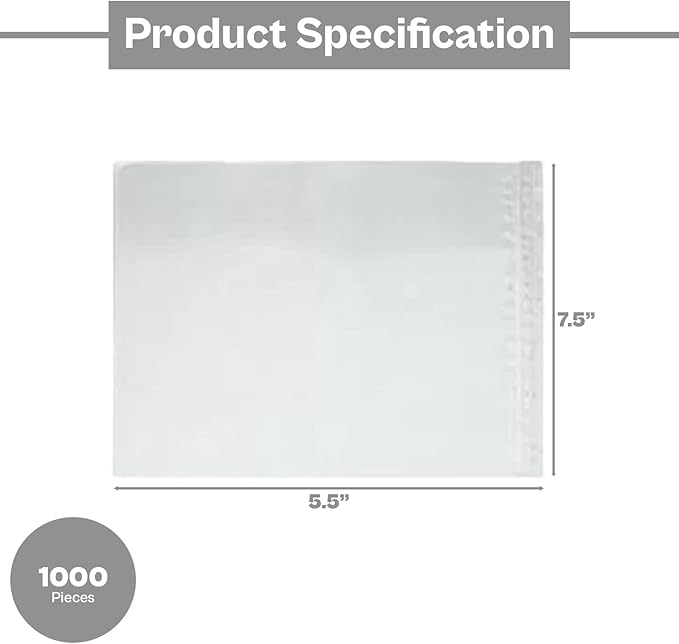 PSBM 1000 PCS 7.5 x 5.5 Inch Clear Blank Packing List Envelopes, Shipping Documents Pouches/Sleeves for Mailing Labels, Invoices, Documents and Packing Slips