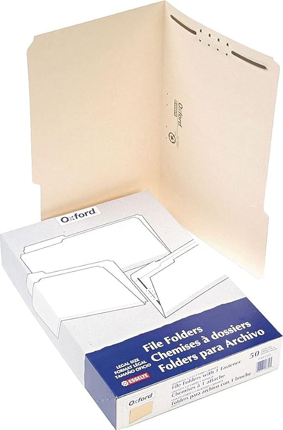 Pendaflex Manila Fastener Folders, Legal Size, 1 Fastener, 1/3 Cut, 50/BX (FM310EE)