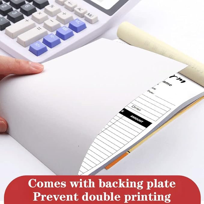 Custom Carbonless Sales Invoice Form Books for Small Business, Personalized NCR 3-Part Receipt Book with Carbon Copies, Cover Add Company Name, Address and Number Printed