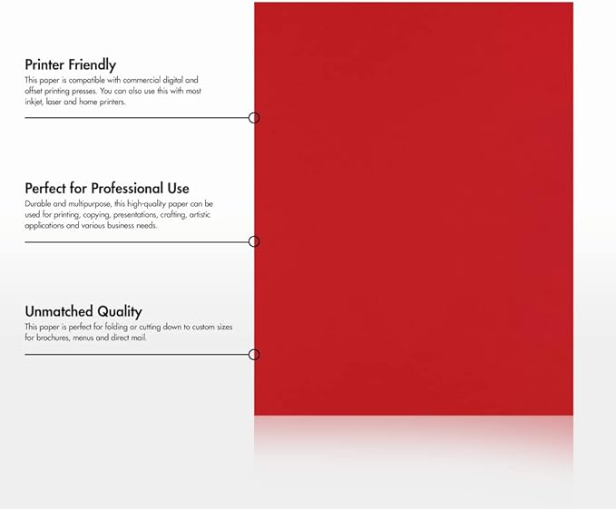 LUXPaper 8.5" x 11" Paper | Letter Size | Ruby Red | 80lb. Text | 250 Qty