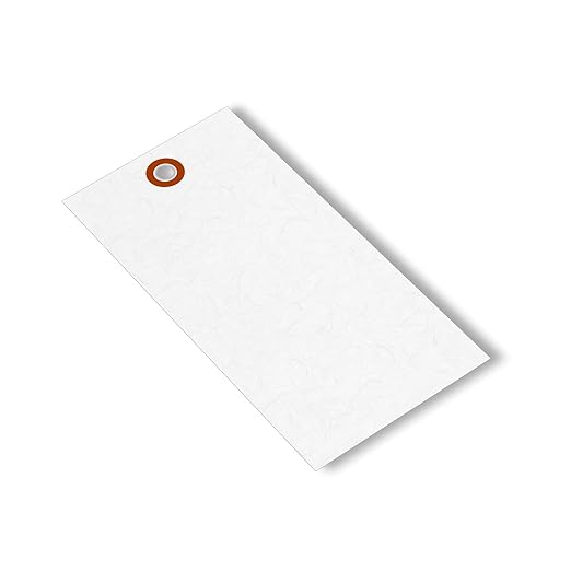 SmartSign (Pack of 1000) 5.25 x 2.625 inch “White” Blank Tyvek Shipping Tags with Metal Eyelets, Size #6, 8 mil Thick Tyvek