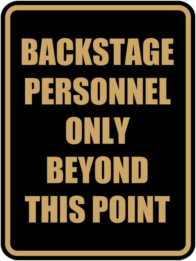Portrait Round Backstage Personnel Only Beyond This Point Door or Wall Sign Easy Installation | Music | Concert | Festivals Sign (Black Gold) - Medium