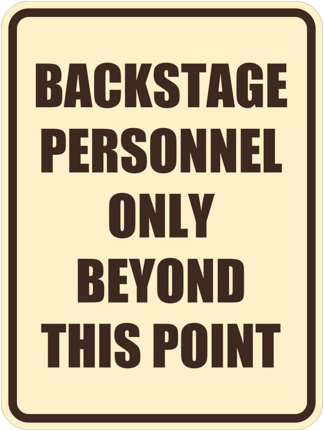Portrait Round Backstage Personnel Only Beyond This Point Door or Wall Sign Easy Installation | Music | Concert | Festivals Sign (Ivory/Dark Brown) - Medium