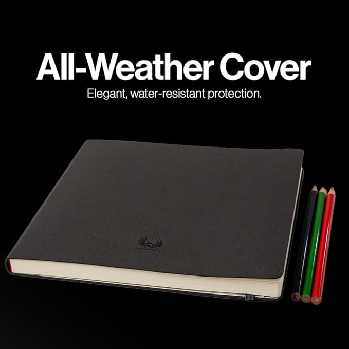 Square-Shaped Sketchbook, 8.3 x 8.3 inches, Lays Flat Flexible Sketch Book for Artists, Ideal for Ink, Water Color, Pen, Pencils, 160 Tear Resistant Pages, Size: Square Medium, Leda Art Supply
