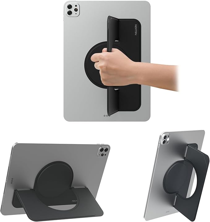Nillkin Adhesive Tablet Stand, 0.14 inch Invisible Slim iPad Holder, Stepless Adjustable Stand, Built-in Back Magnets, Compatible with Tablets Up to 10.4-13.2 inch, Black