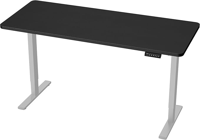 VIVO Electric 60 x 24 in Standing Desk, Memory Height Adjustment, 1B Series, Holds 220 lbs, One-Piece Black Top, Gray Frame, DESK-KIT-1G6B
