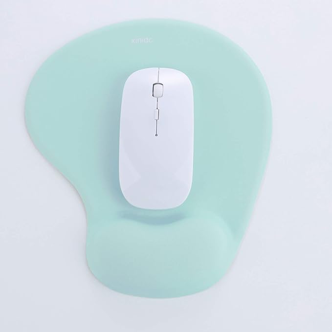 xinidc Ergonomic Computer Mouse Pad with Wrist Rest Support, Pain Relief Mouse Pad with Non-Slip PU Base for Home Office Working Studying (Light Green)