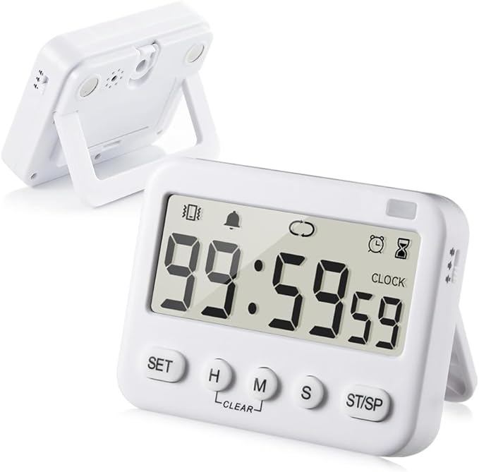 GH 99 Hours Full Featured Timer, Reminder Mode (Vibrate, Sound, Flash), Timing Function (Clock, Alarm, Stopwatch, Countdown, Cycle), Compatible with Pokémon Sleep Plus+, Kitchen Timer Magnetic