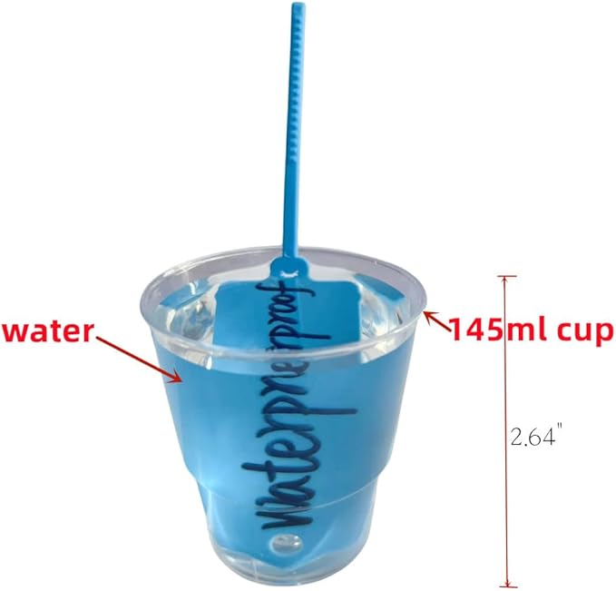 100pcs Reusable Blank Plastic Tags Ties Key Tags 1.45"*2.48" Serrated Tension Sealing Strap with Large Label Plastic Tie Mark Label Waterproof Hang Sign Write on Tag (Blue, 100pcs)