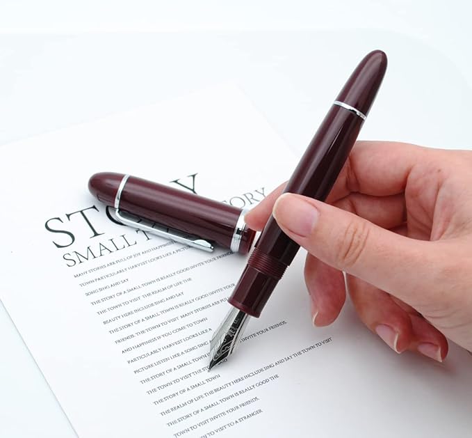 JINHAO X159 Fountain Pen (F Nib 0.5mm, Wine Red with Silvery Clip)