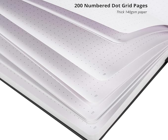 VIVID SCRIBBLES Dotted Journal – 140gsm Bleed Proof Thick White Paper – 200 Numbered Dot Grid Pages – 5.8 x 8.3 inch Bullet Dotted Notebook