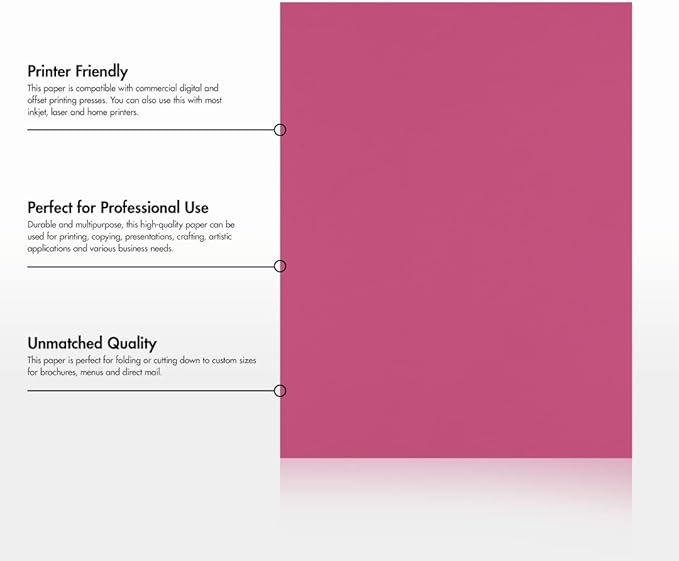 LUXPaper 8.5" x 11" Paper | Letter Size | Magenta Pink | 80lb. Text | 250 Qty