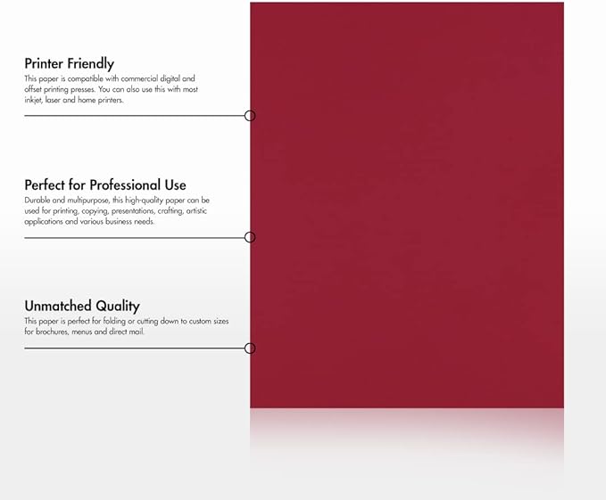 LUXPaper 8.5" x 11" Paper | Letter Size | Garnet Red | 80lb. Text | 1,000 Qty