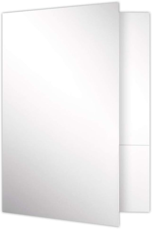LUXPaper 9" x 12" Presentation Folders | Two Pocket | White Gloss | 14pt. Cover | 25 Qty
