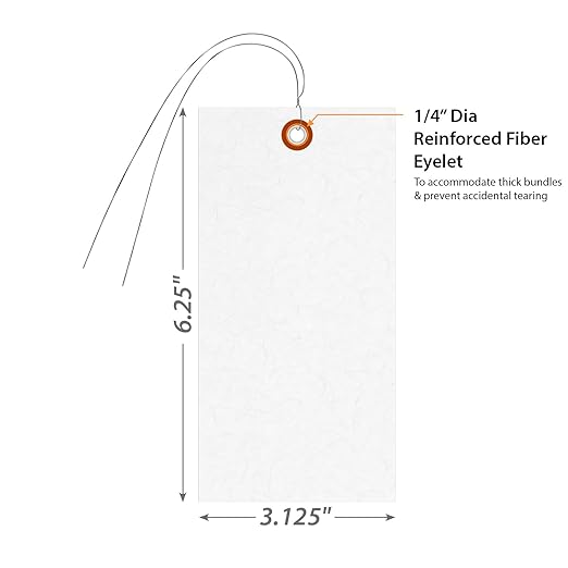 SmartSign Blank Tyvek Shipping Tags with Wire, Size #8 | 6 1/4" x 3 1/8", Pack of 1000, White