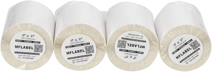 MFLABEL 4x6 Thermal Shipping Labels - 500 Rolls of 250, Perforated & Smudge-Proof Direct Thermal Labels Compatible with Rollo, Zebra, Munbyn |for Amazon USPS UPS FedEx Shopify (Not for Dymo/Brother)
