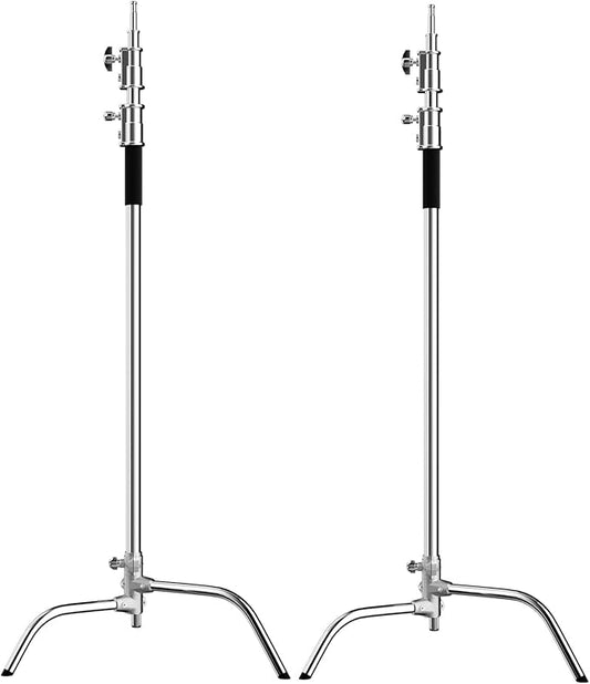 2 Pack Photography C Stand: 100% Stainless Steel - Max Height 10.5ft/131inch Heavy Duty Light Stand