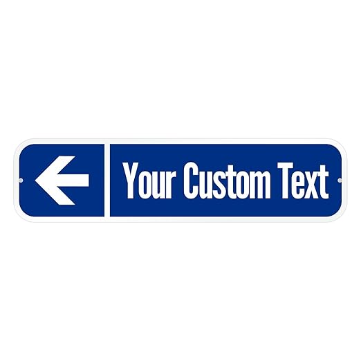 SmartSign Customize Your Own Blue Street Sign with Left Arrow | 6" x 24" 3M EG Reflective Aluminum