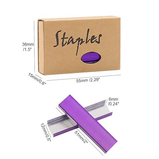 NatSumeBasics 6000 Purple Staples 26/6 Standard Colored Staple for Refill Desk Manual Stapler School Office Supplies Accessories (Purple)
