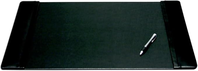 Dacasso Black Leather 25.5" x 17.25" Side Rails Desk Pad