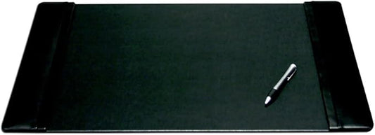 Dacasso Black Leather 25.5" x 17.25" Side Rails Desk Pad