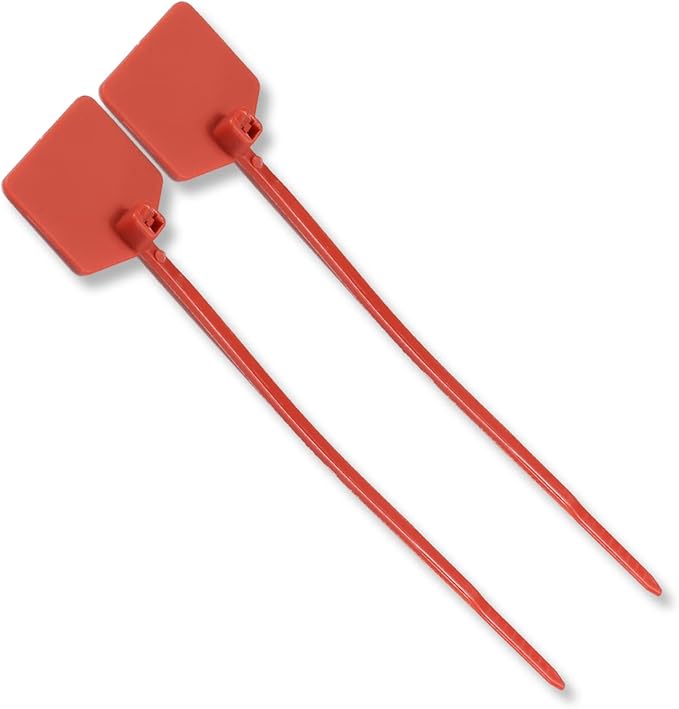 Waterproof Shipping Tags - Self Locking Nylon Writable Marker Ties for Luggage Identification, Plastic Straps Label Mark, Seal Zip Tie for Labeling - 100pcs (Red)