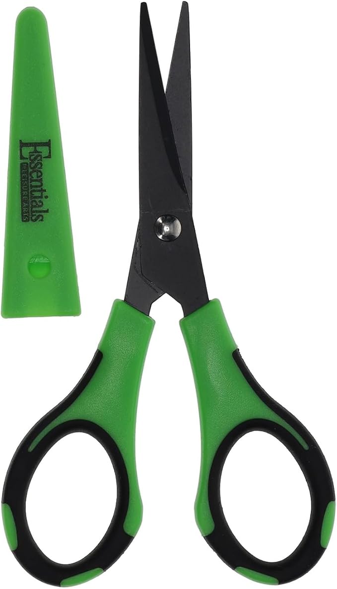 Essentials by Leisure Arts 5 in Trimming Scissors with Sheath - Garden Shears with Non-Stick Blades, Sharp Plant Cutter for Clean Cuts, Pruning, and Gardening Tasks