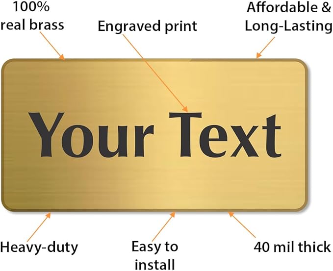 SmartSign Custom Brass Sign - 1.5" x 3", 40 mil REAL Bugle Brass Metal, Personalized Name Door Sign, Heavy-Duty Premium Engraved Door/Wall Mount Plaque for Business/Office, Gold and Black