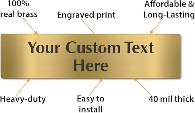 SmartSign Custom Brass Sign - 3" x 12", 40 mil REAL Bugle Brass Metal, Personalized Name Door Sign, Heavy-Duty Premium Engraved Door/Wall Mount Plaque for Business/Office, Gold and Black