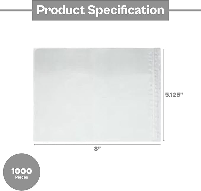 PSBM 1000 PCS 5.12 x 8 Inch Clear Blank Packing List Envelopes, Shipping Documents Pouches/Sleeves for Mailing Labels, Invoices, Documents and Packing Slips