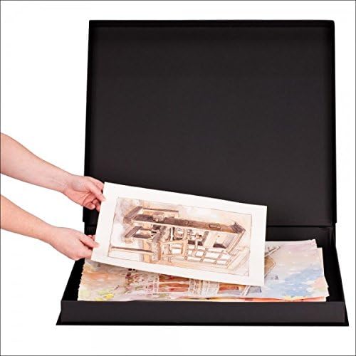 HG Concepts Art Photo Storage Box Eternity Archival Clamshell Box For Storing Artwork, Photos & Documents Deluxe Acid-Free Sturdy & Lined With Archival Paper - [Black - 12" x 16"]
