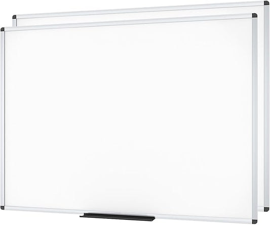 VIZ-PRO Large Magnetic Dry Erase White Board for Wall, 96 X 48 inches, Pack of 2, 8' x 4' Aluminum Framed Whiteboard with Marker Tray for School Office Home