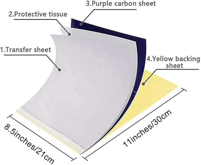 Yuelong Tattoo Transfer Paper 50 Sheets - A4 Thermal Stencil Paper for Tattooing, 4 Layers High Definition Transfer Paper, DIY Tattoo Tracing Paper for Tattoo Transfer Kit Tattoo Studio Supplies