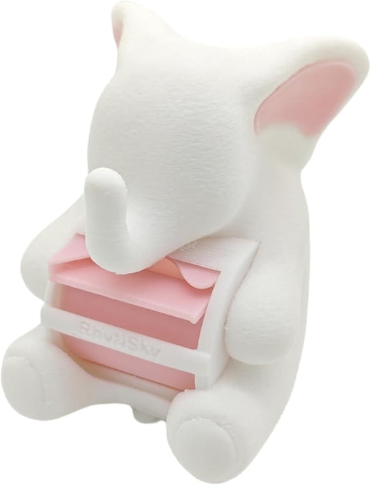 RhyNSky Elephant Stamp Roll Dispenser - Postage Stamp Holder for Roll of 100 Stamps, Stamps NOT Included, 1.18" Core, White, C02