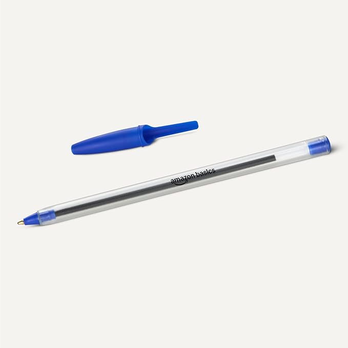 Amazon Basics Ballpoint Pens, 1.0mm, Blue, 12 Pack