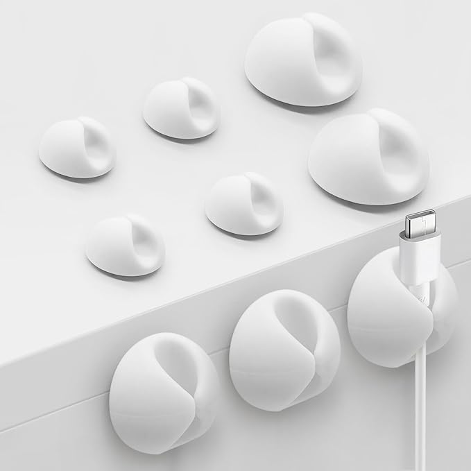SmiLife Phone Charger Cord Holder, Mini Cable Clips Wire Organizer, Cable Management for Desk, Office and Nightstands, 9 PCS