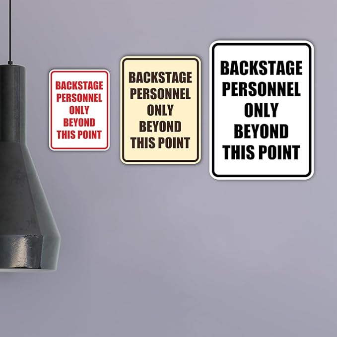 Portrait Round Backstage Personnel Only Beyond This Point Door or Wall Sign Easy Installation | Music | Concert | Festivals Sign (Brushed Silver) - Medium