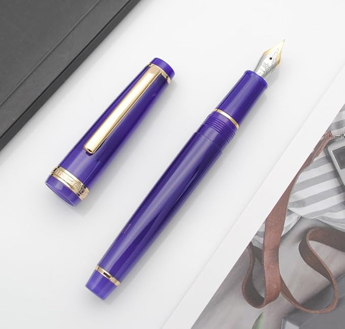 JINHAO 82 Fountain Pen (Transparent Navy Blue,Fine Nib 0.5mm)